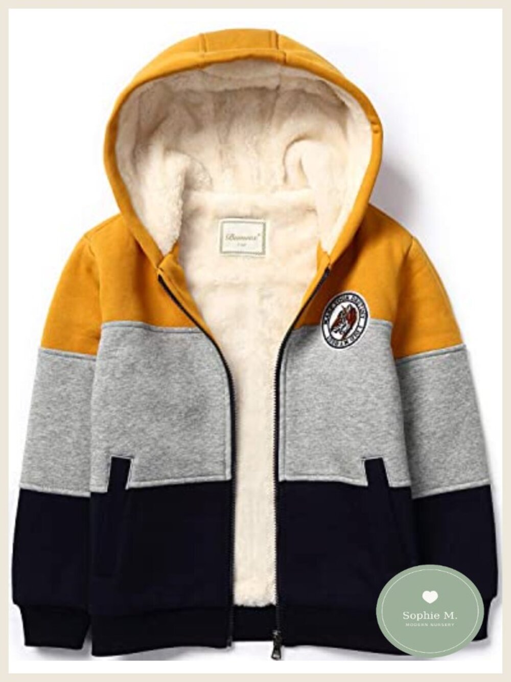 Kids Sherpa Fleece Lined Zip Up Hoodie Jacket Long Sleeve
